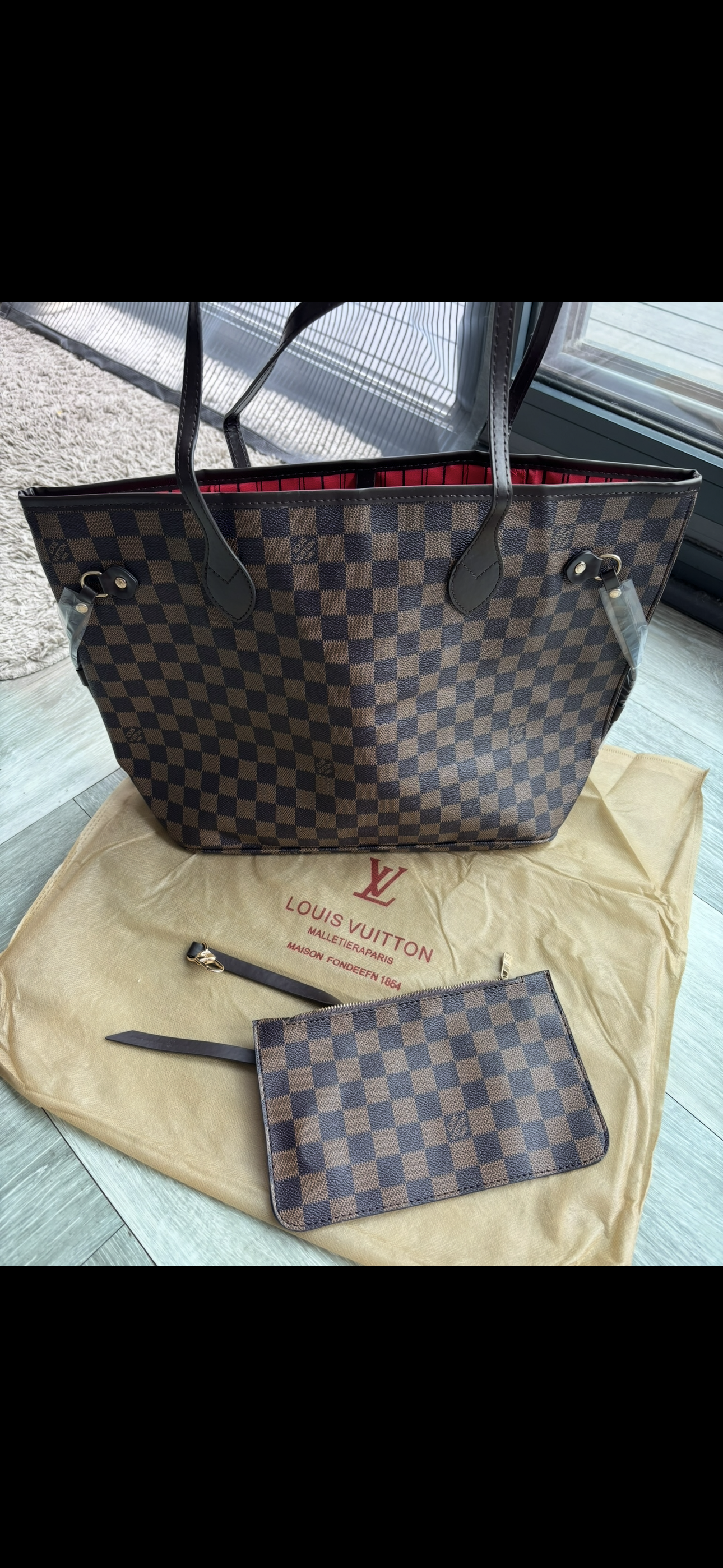 Brown grid shoulder bag -Rg