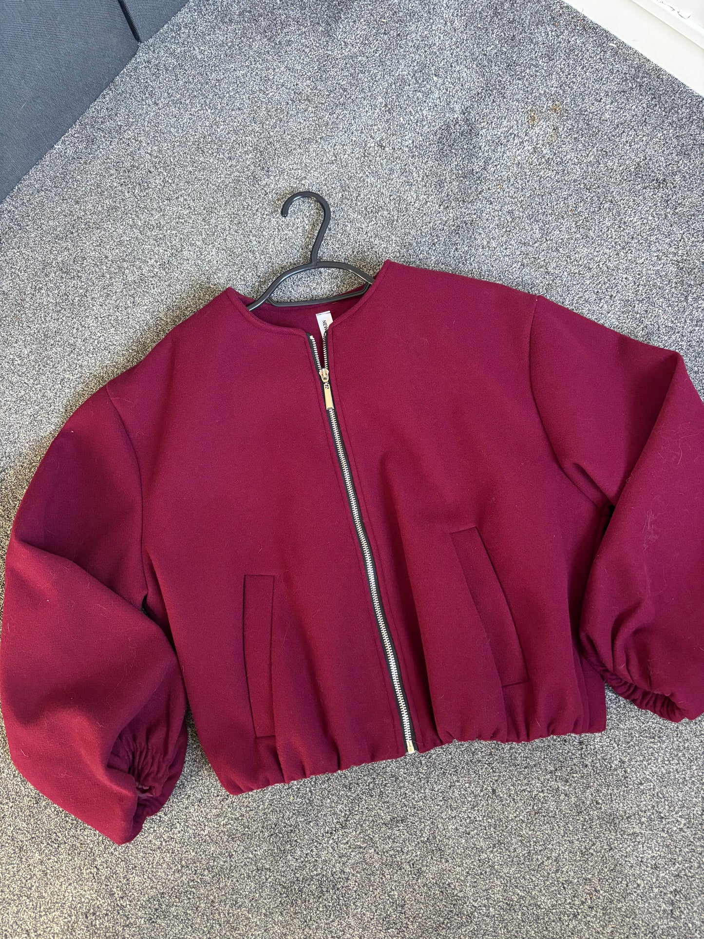 Burgundy puffy jacket size small pre loved-Rg