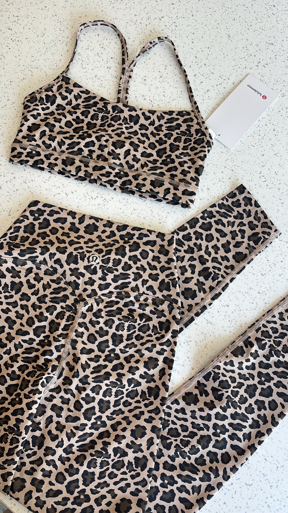 LIMITED ADDITION leopard 3 piece lulu gym set size XS