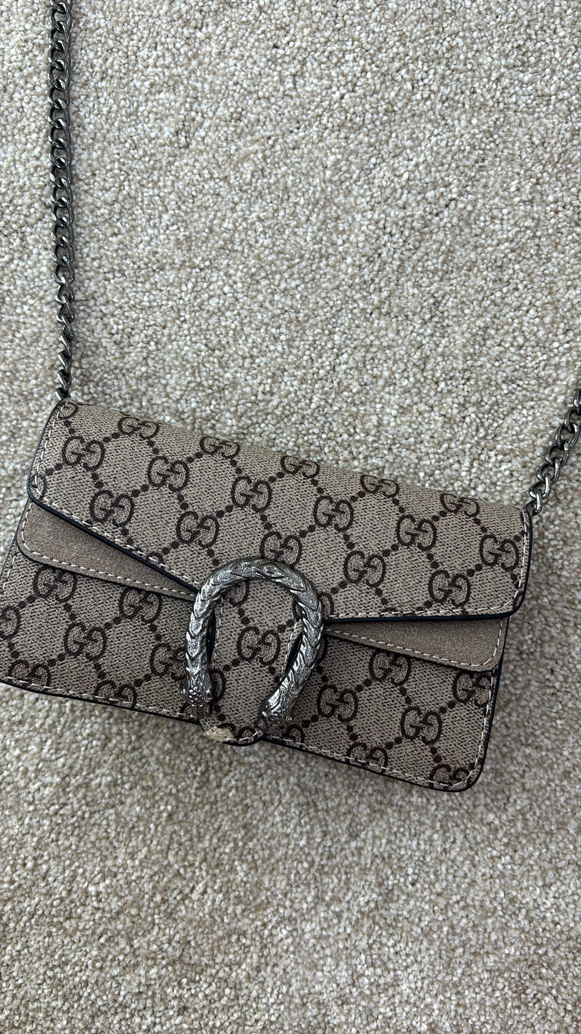 Beige mini gg crossover bag
