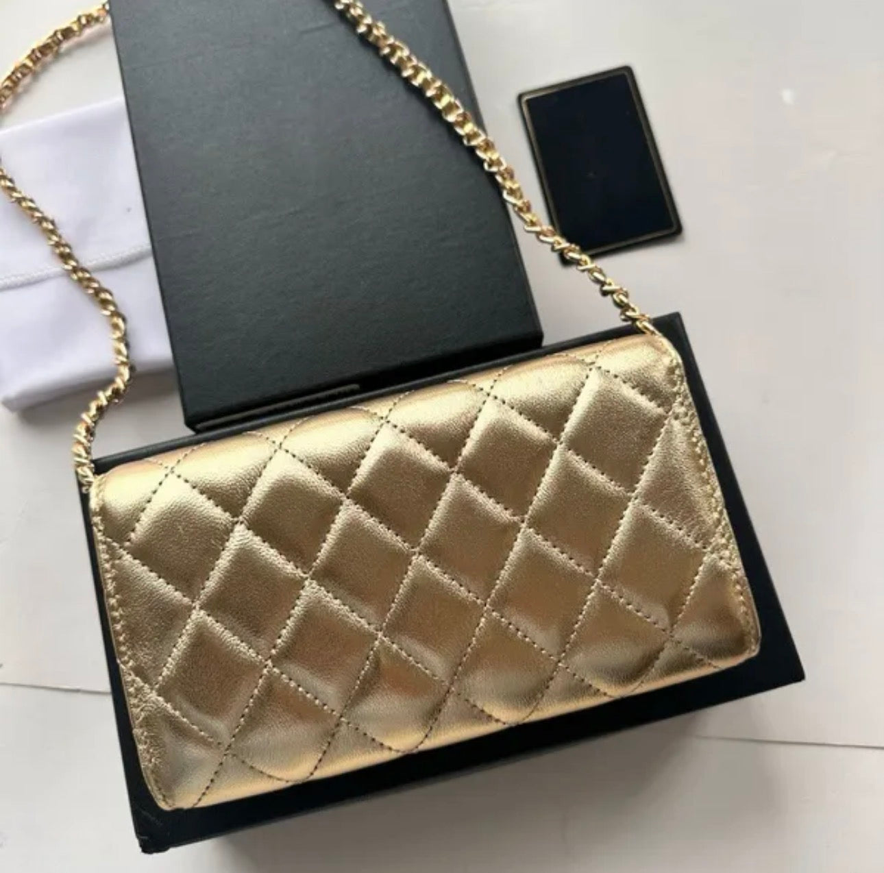 Gold quilted bag mini - AG
