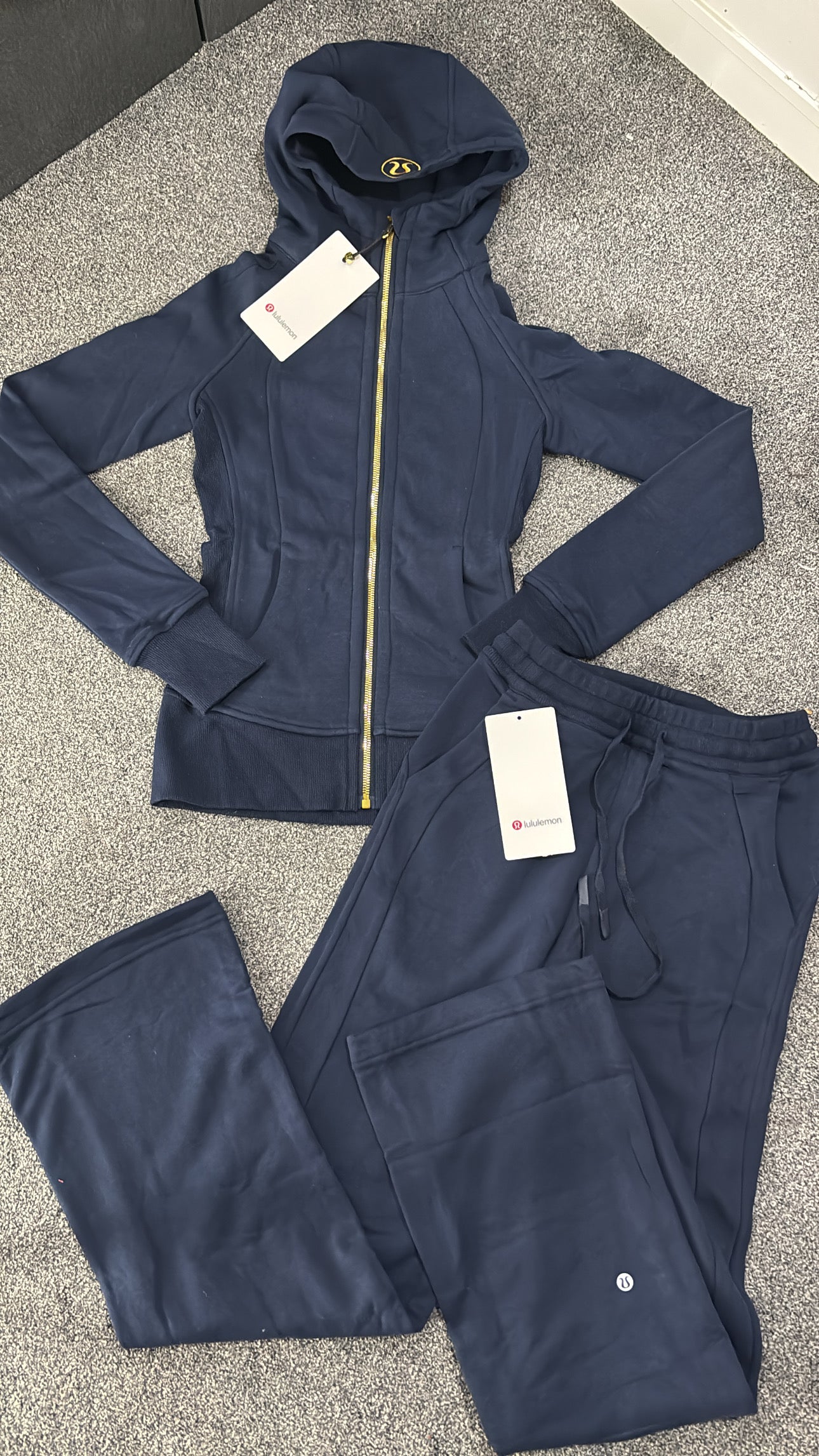 Navy blue and gold lulu tracksuit -Rg