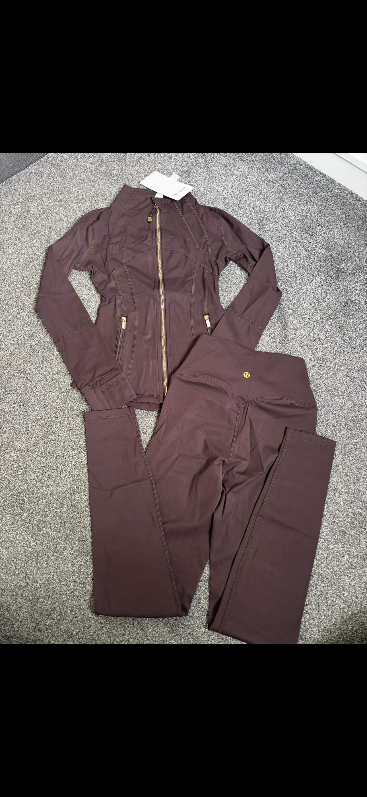 Brown with gold zips Lulu gym set -Rg
