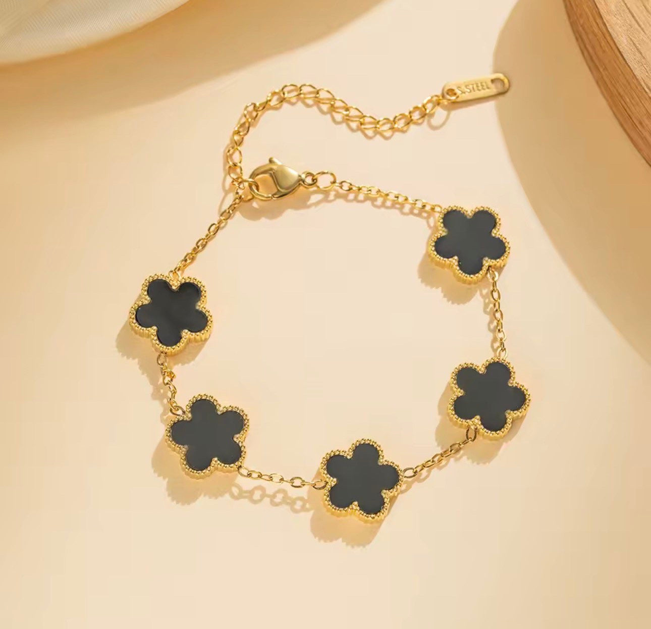 Black and Gold clover bracelet