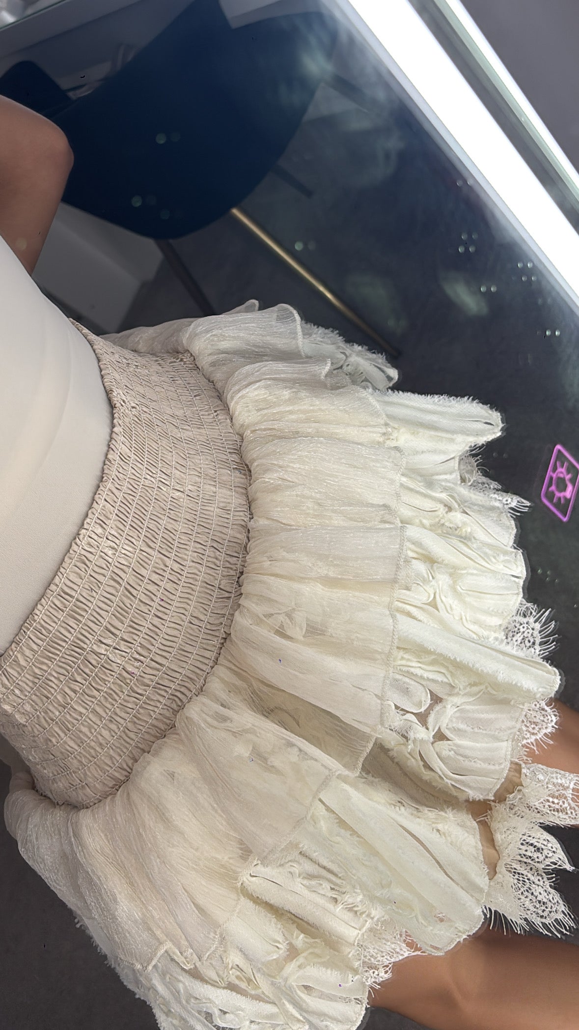 Beige and cream frill lace RaRa skirt