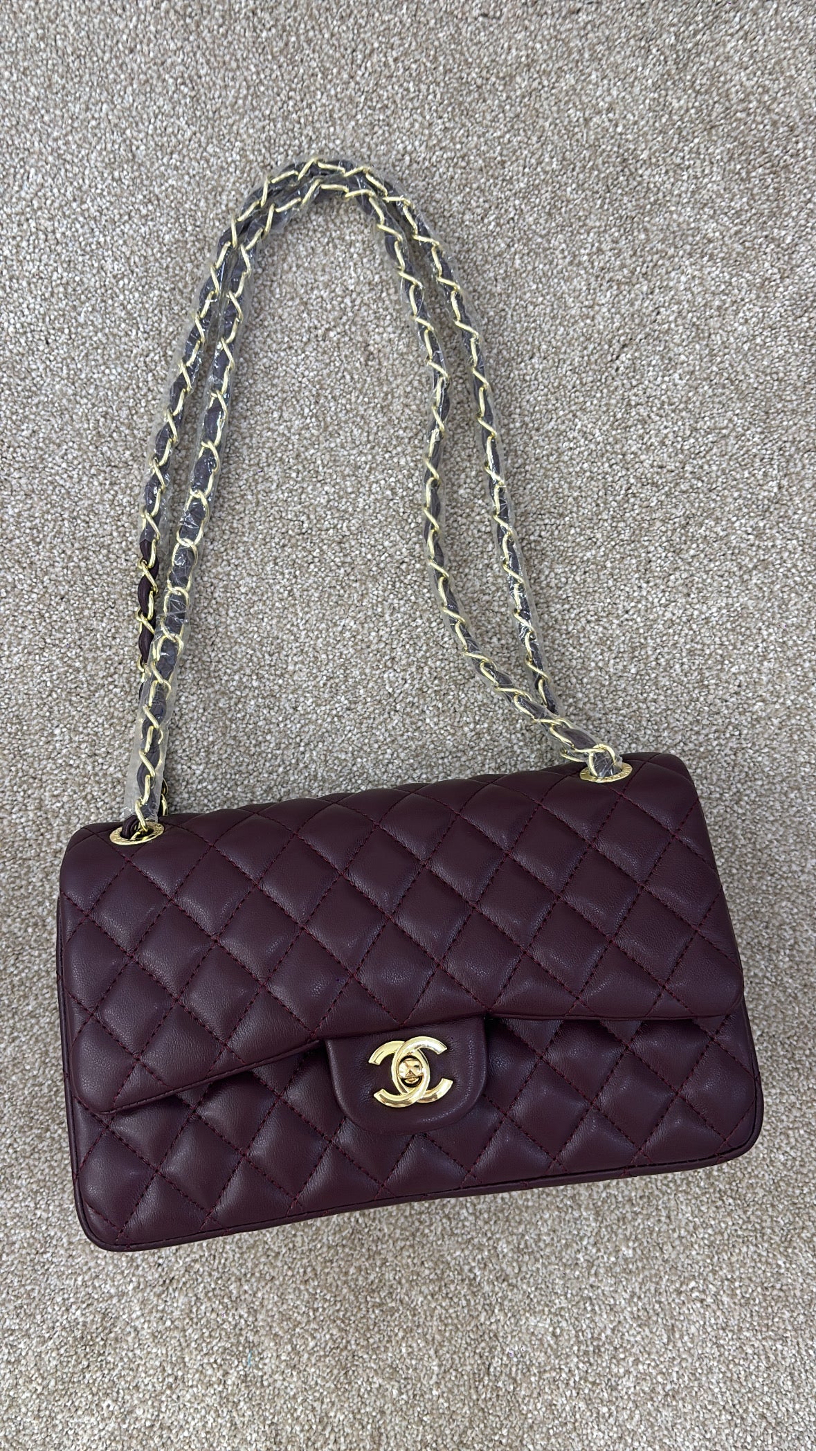 Maroon/burgandy and gold classic bag