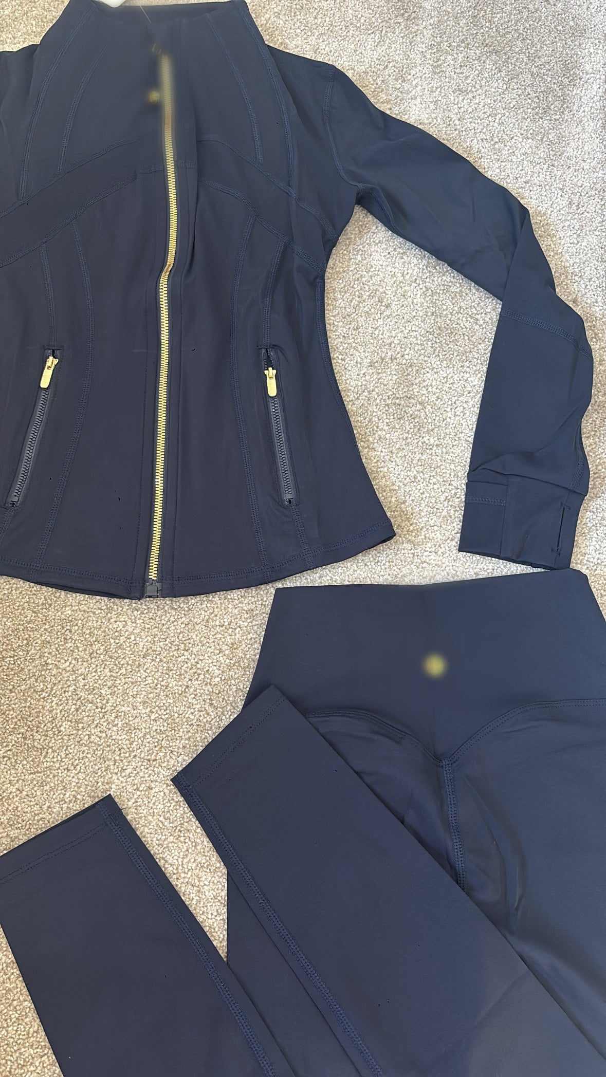 Navy and gold zip gym set size 2