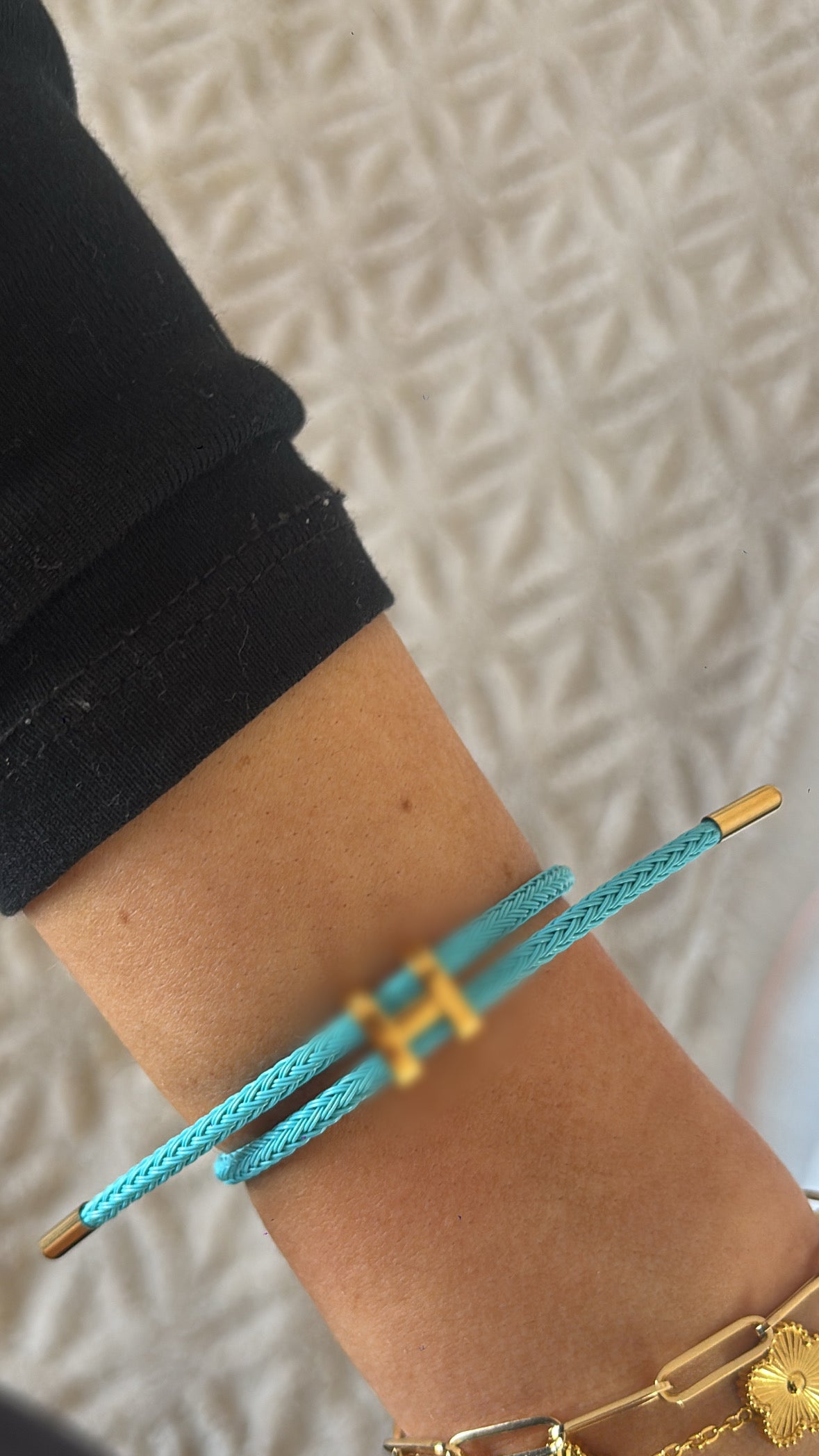 Teal and gold H bracelet