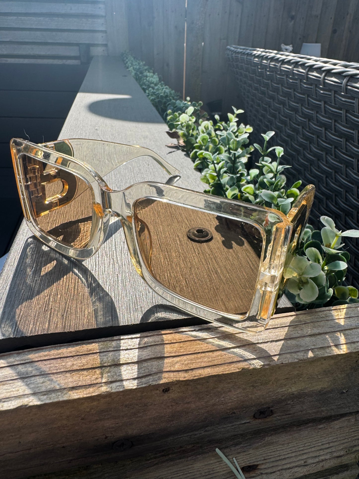 Clear Gold B Sunglasses