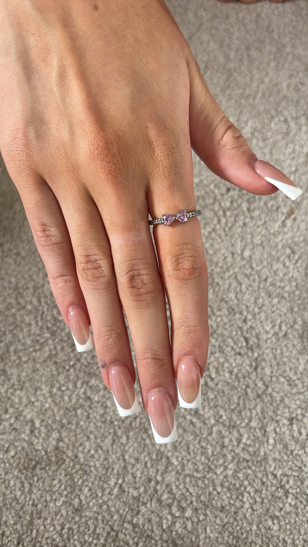 Silver with pink bow ring size 6 -Rg
