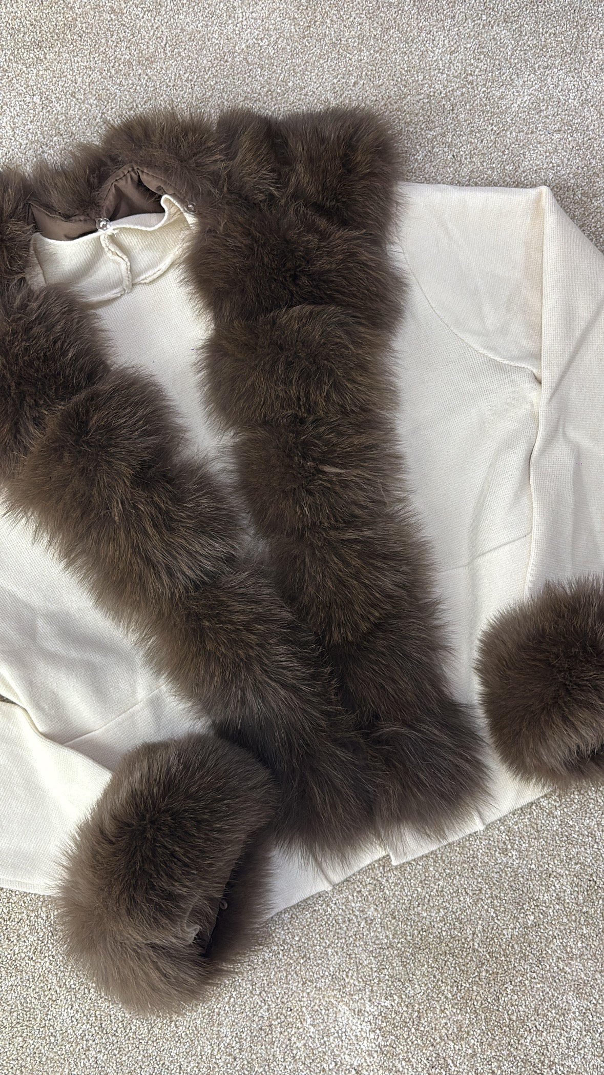 Real fur cream and brown fur carigan one size