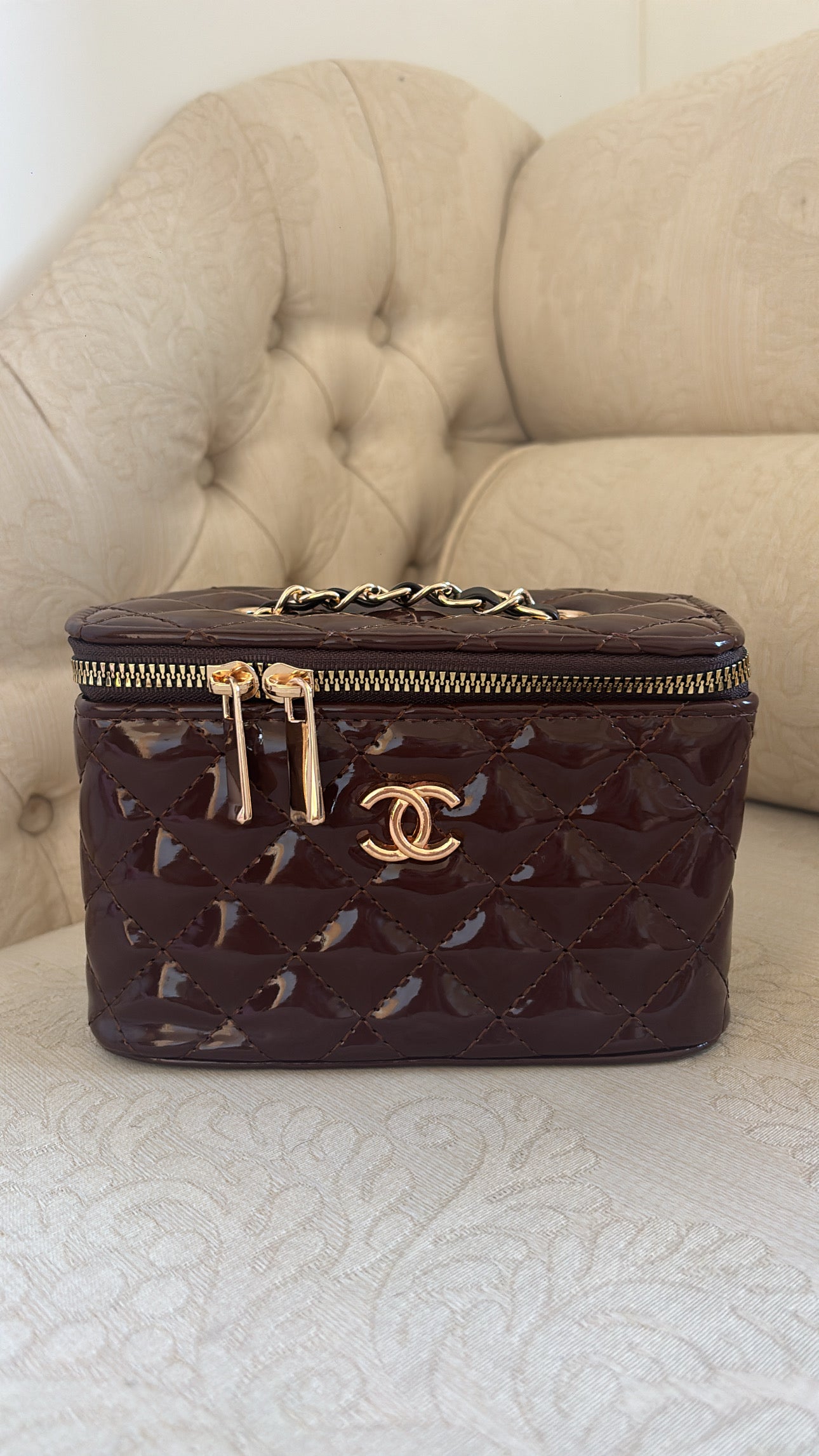 Brown c box bag with long strap -Rg