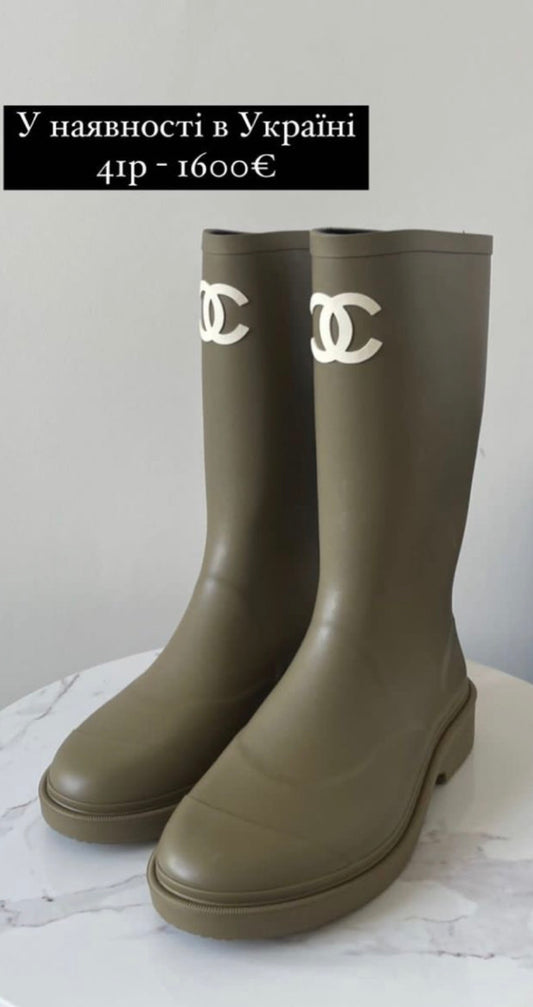 Khaki c wellies size 2 uk no box -Rg