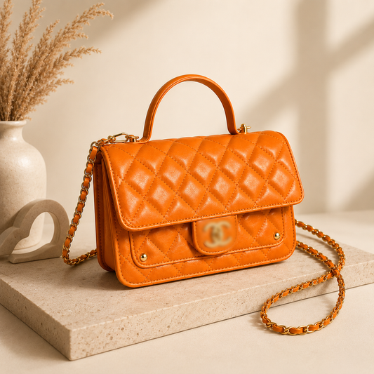 Orange quilted bag - AG