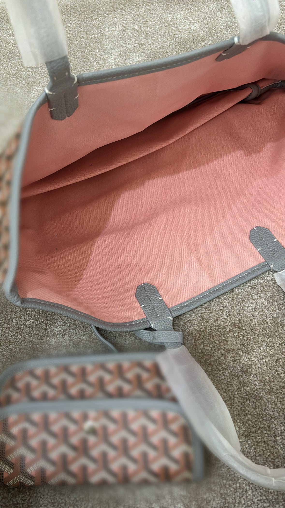 Grey and Baby pink shoulder bag