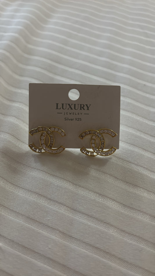 Gold stud earrings c -Rg