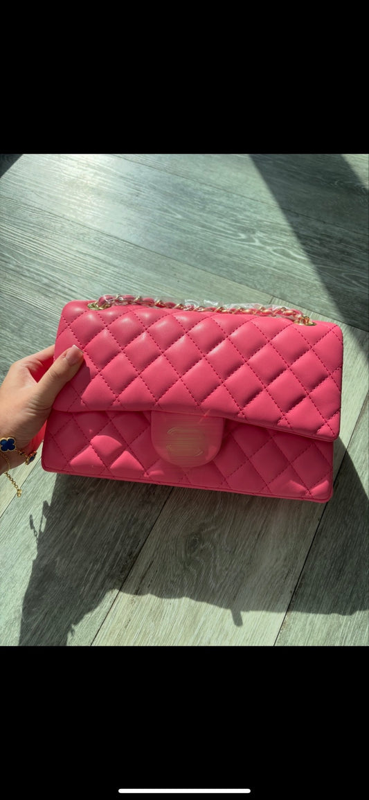 Hot pink classic crossover bag- Rg