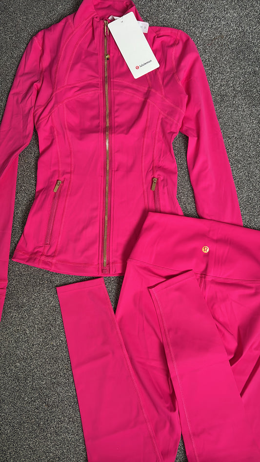 Hot pink & gold lulu gym set size 4/ small -Rg