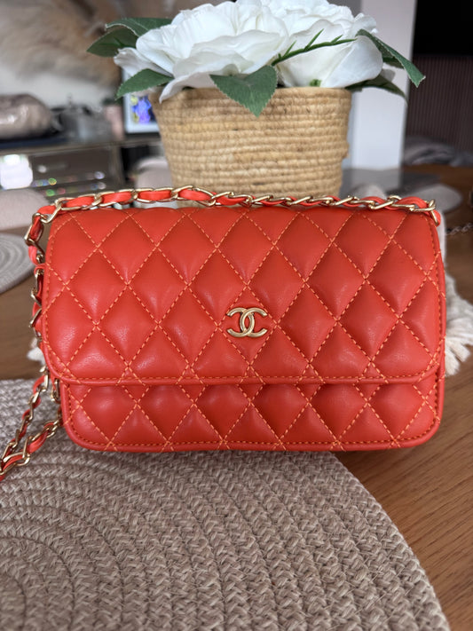 Orange quilted C Bag - AG