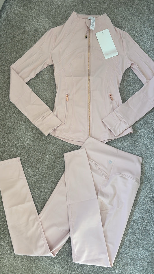 Baby pink with rose gold zips Lulu gym set -Rg