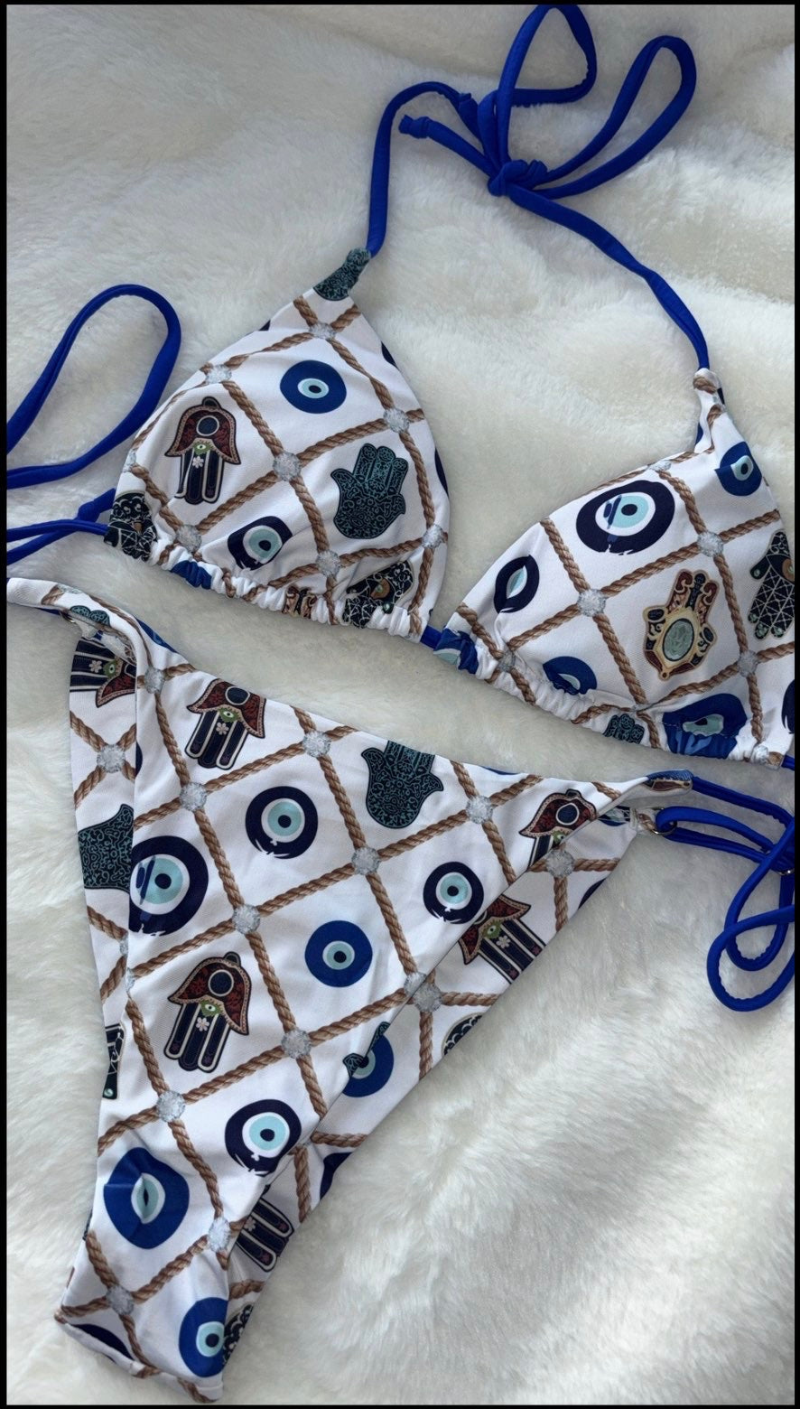 White and blue bikini size S