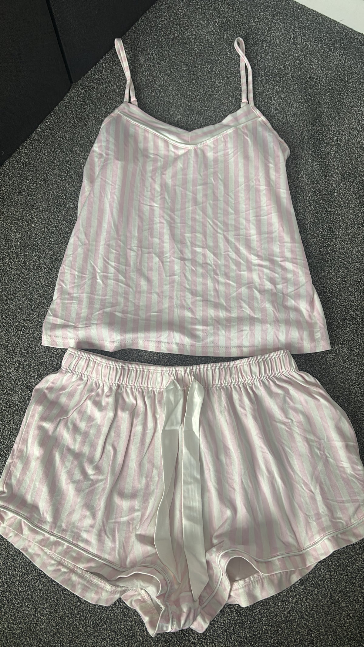 Pink and white striped pj set size XS pre loved -Rg