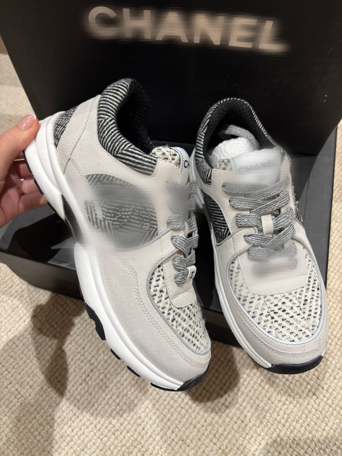 Grey and beige trainers c size no box 5 -Rg