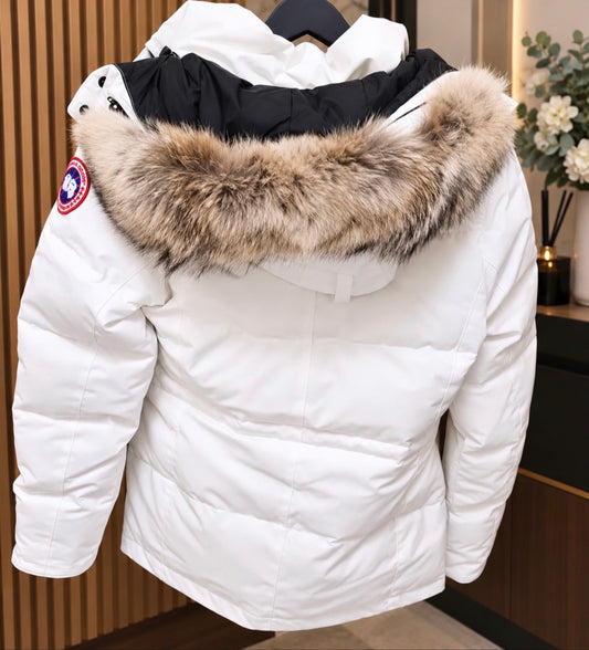 White Canada parka coat with natural fur - AG