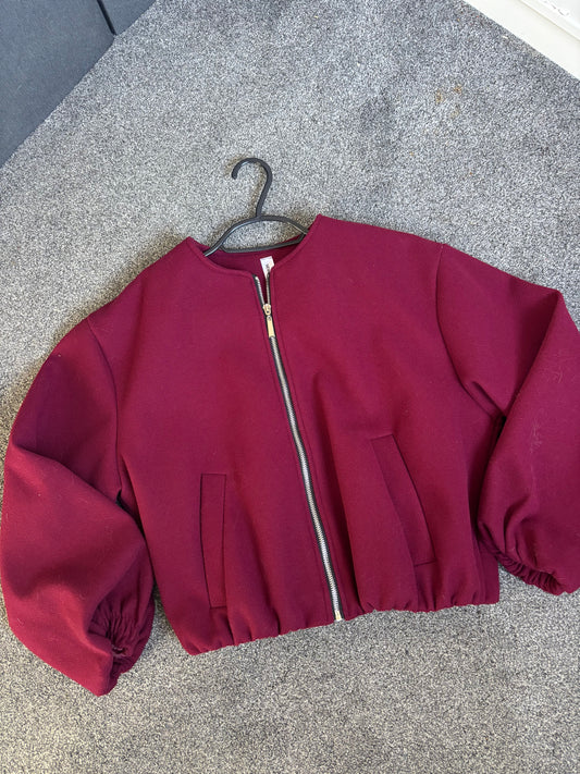 Burgundy puffy jacket size small pre loved-Rg