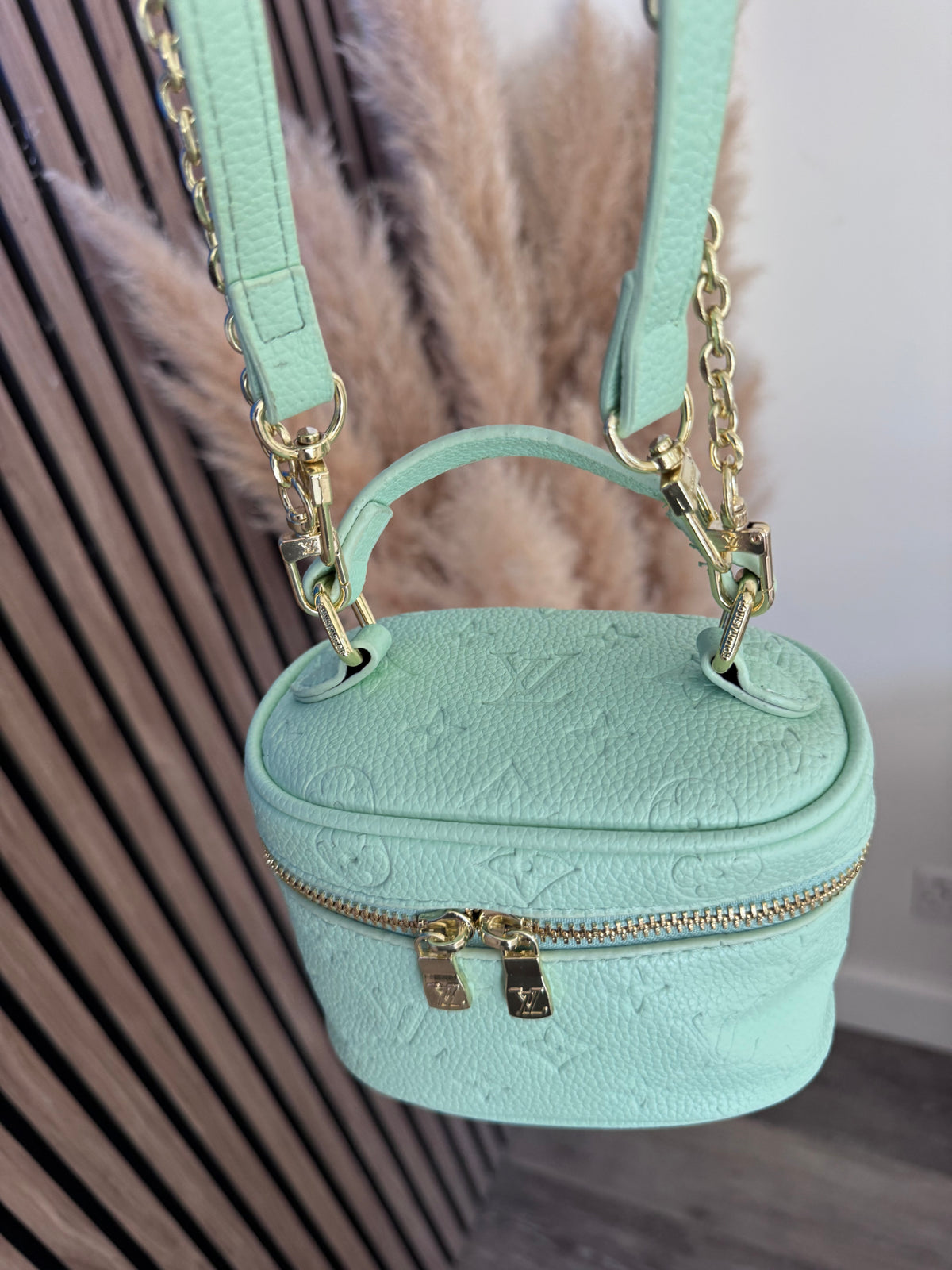 Mint Green mini box bag with choice of 2 straps - AG