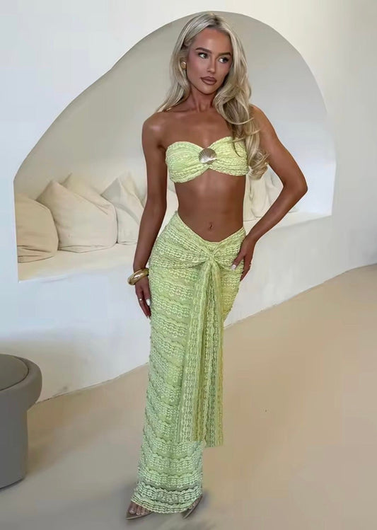 Sage green and gold detail skirt co ord size xs/s