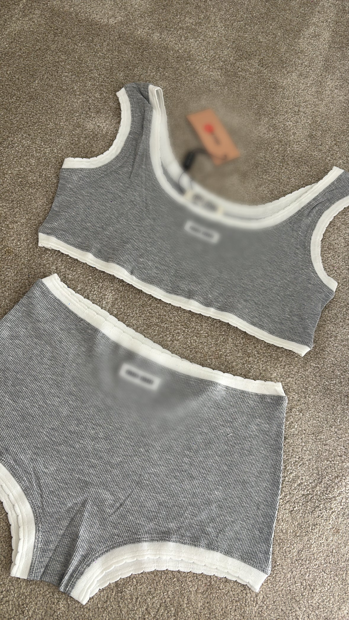 Grey and white MM shorts co ord size S