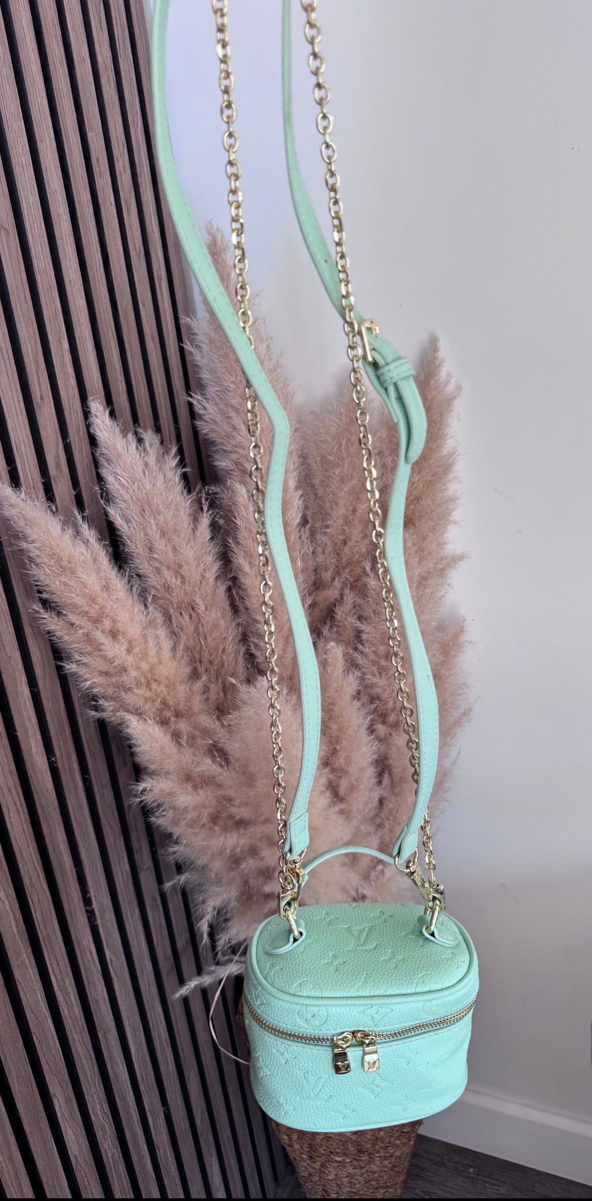 Mint Green mini box bag with choice of 2 straps - AG