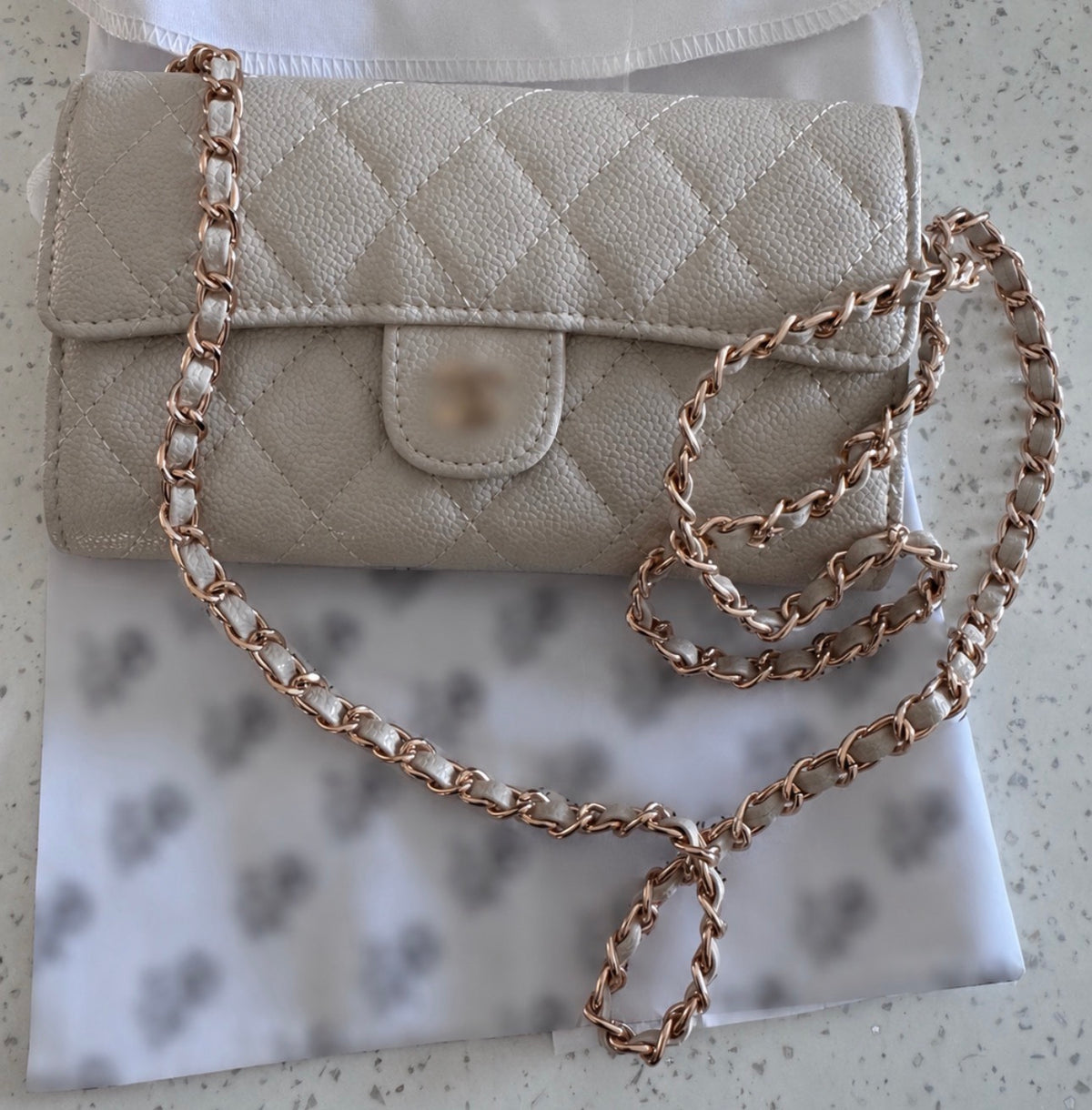 Cream quilted mini bag - AG