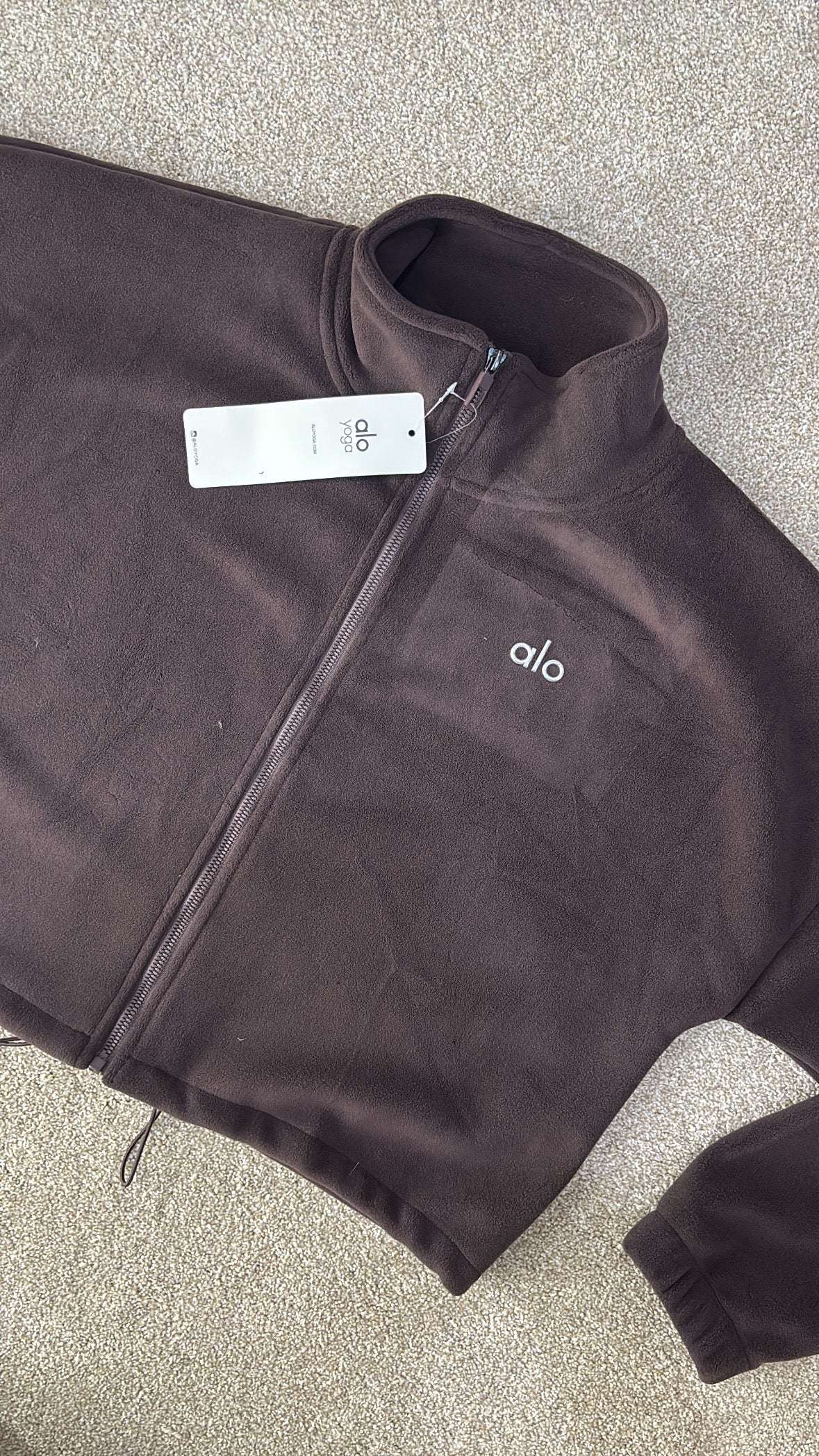 Brown fleece zip up jacket size S