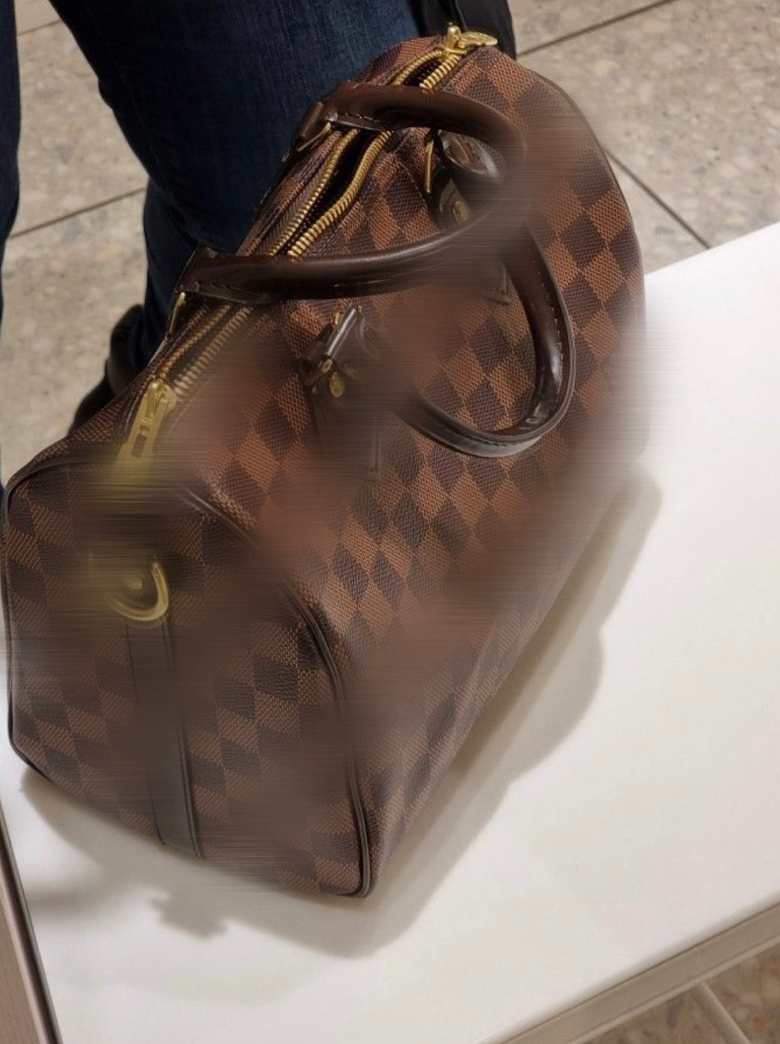 Brown grid duffel bag 25cm -Rg