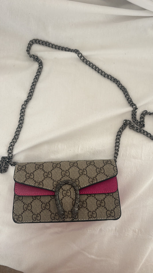 Mini g beige with hot pink crossover bag -Rg