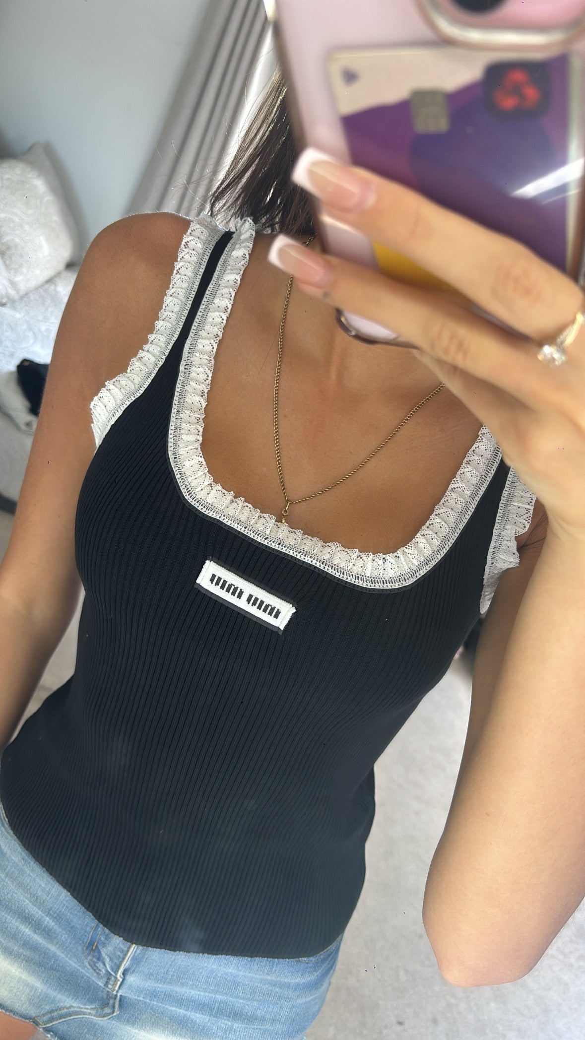 Black and white frill MM top size Small