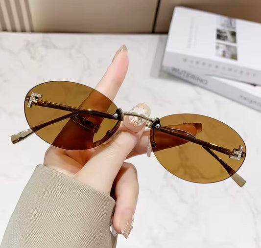 Brown F Oval Sunglasses
