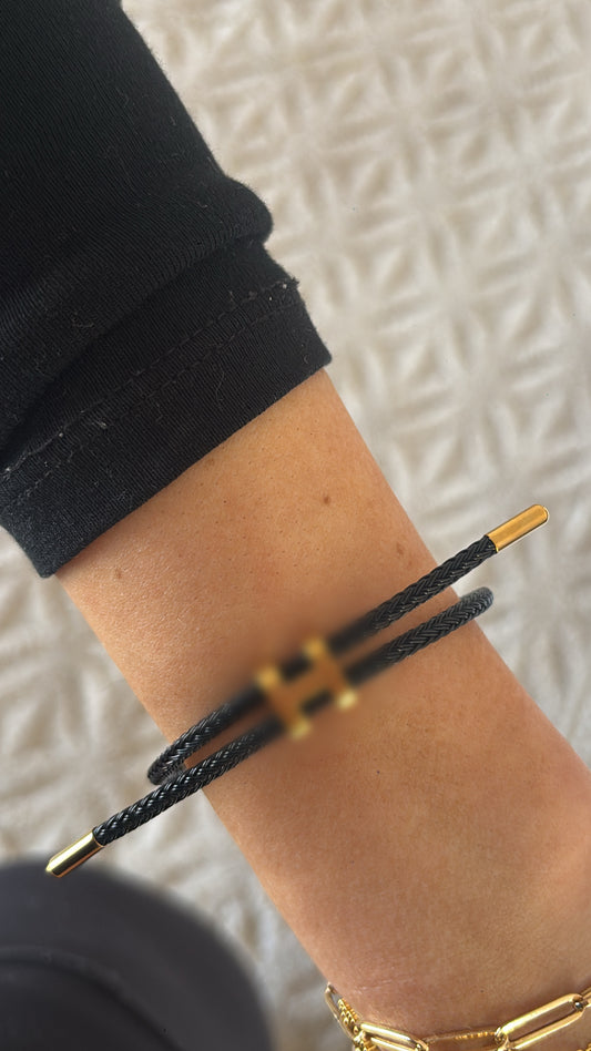 Black and Gold H bracelet
