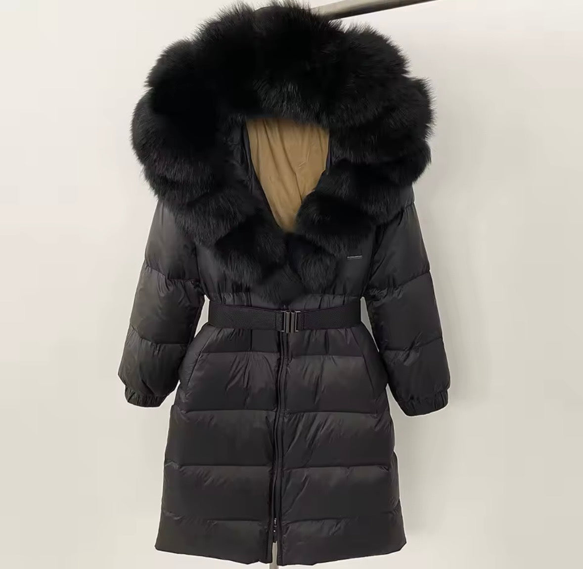 Black coat with real fur PRE ORDER 2/3weeks