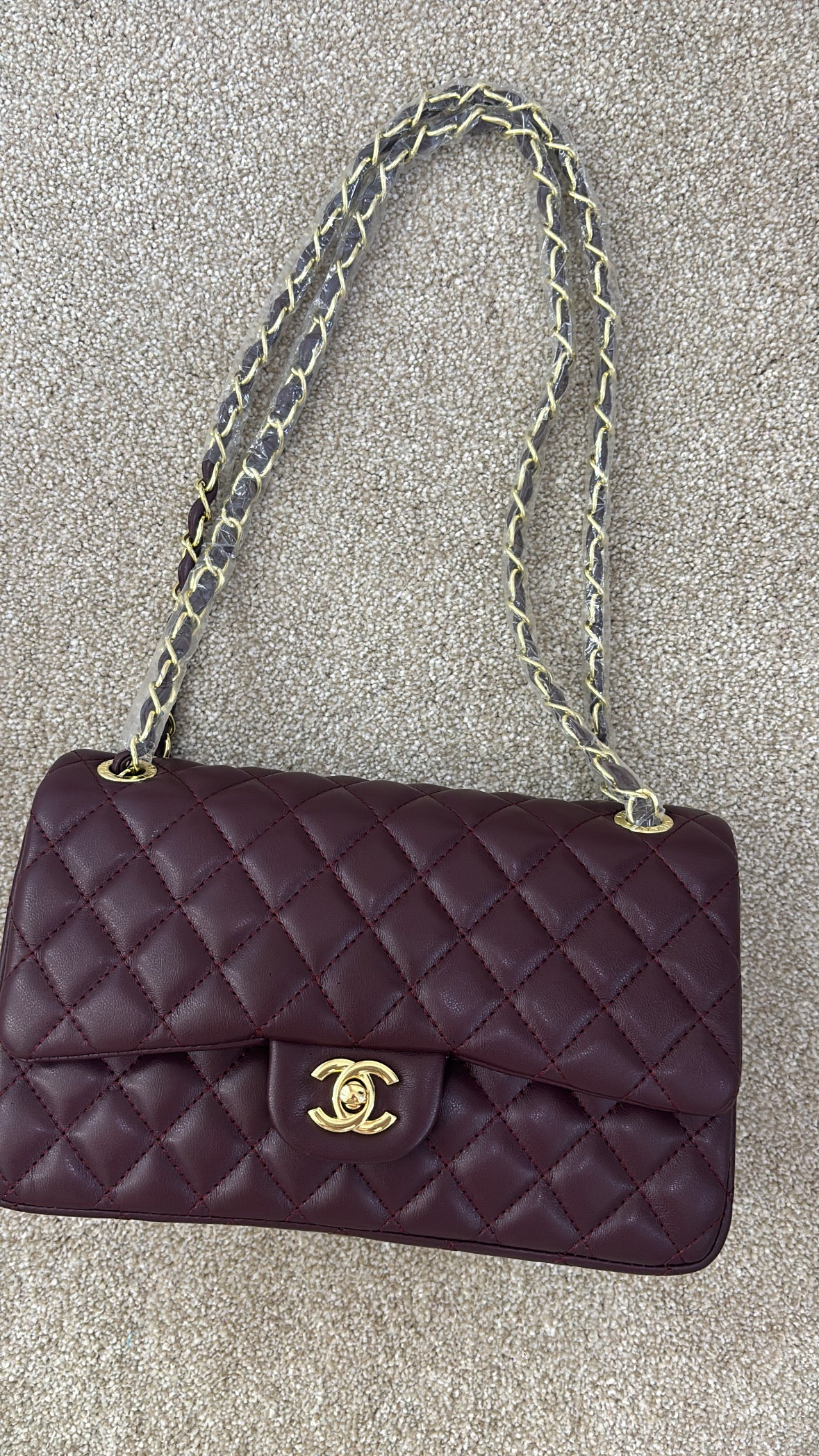 Maroon/burgandy and gold classic bag
