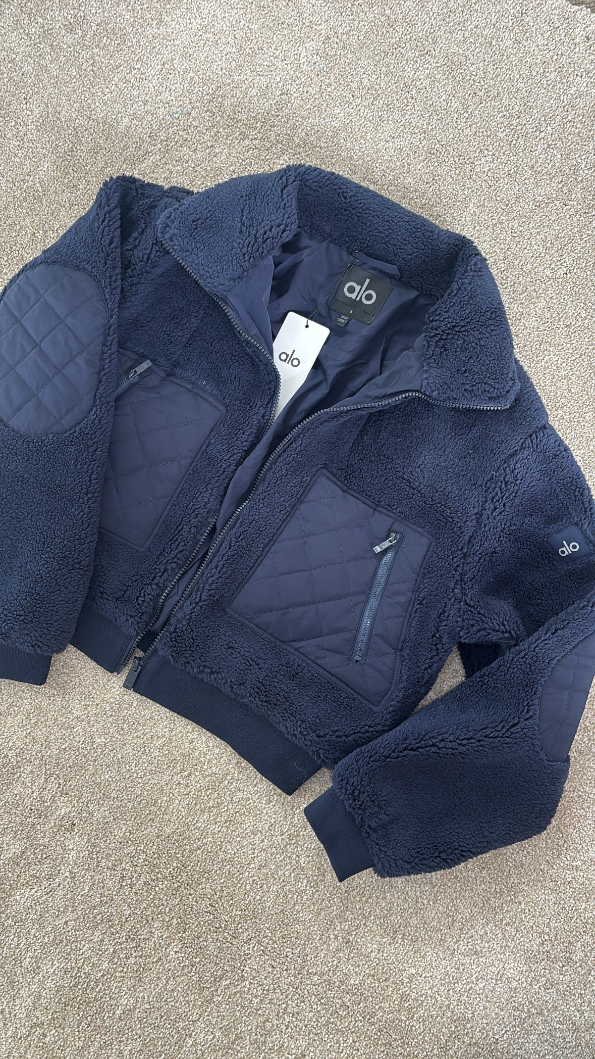 Navy teddy fleece A jacket size xs/s