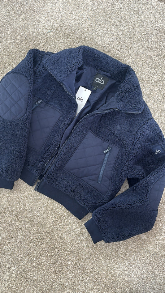 Navy teddy fleece A jacket size xs/s