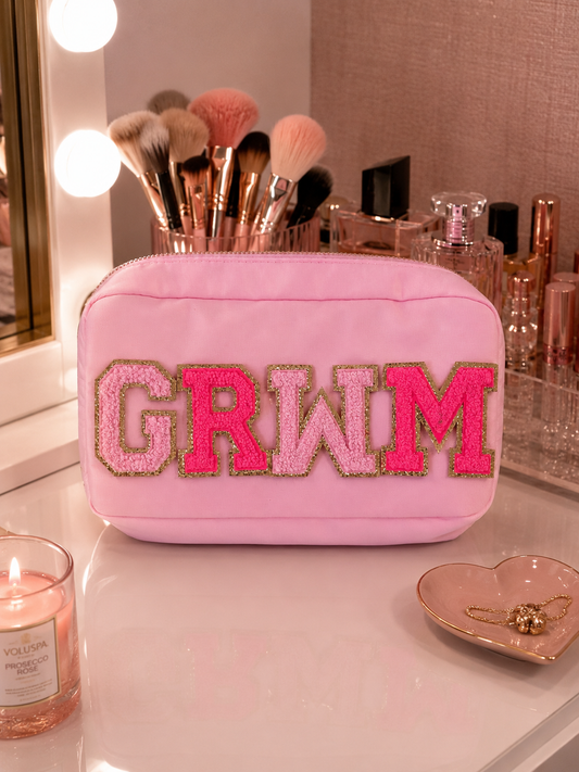 Pink small bag with letters on GRWM -Rg