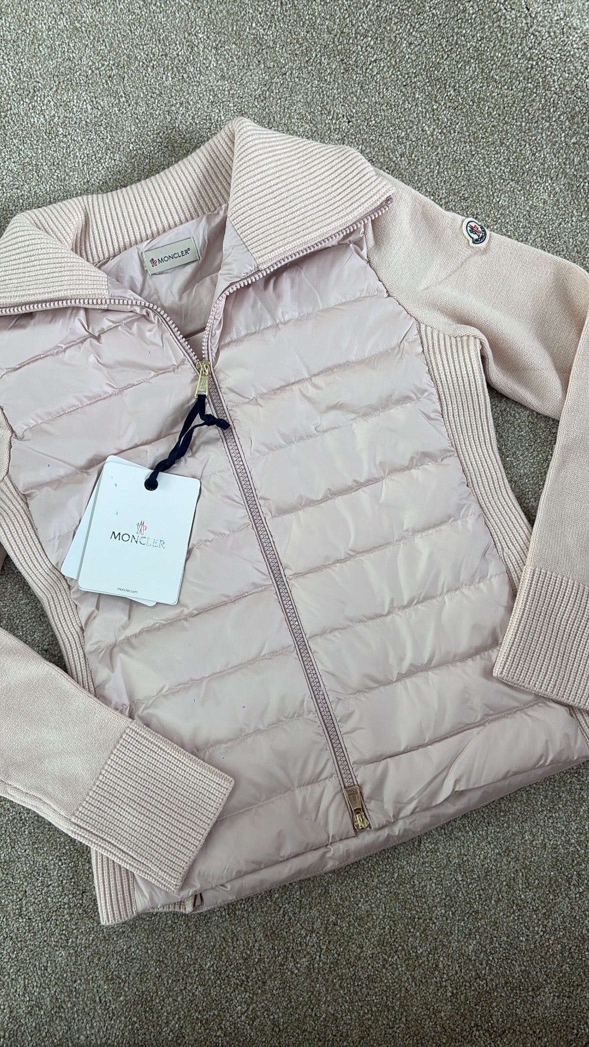Baby pink knitted body warmer jacket size extra small/small