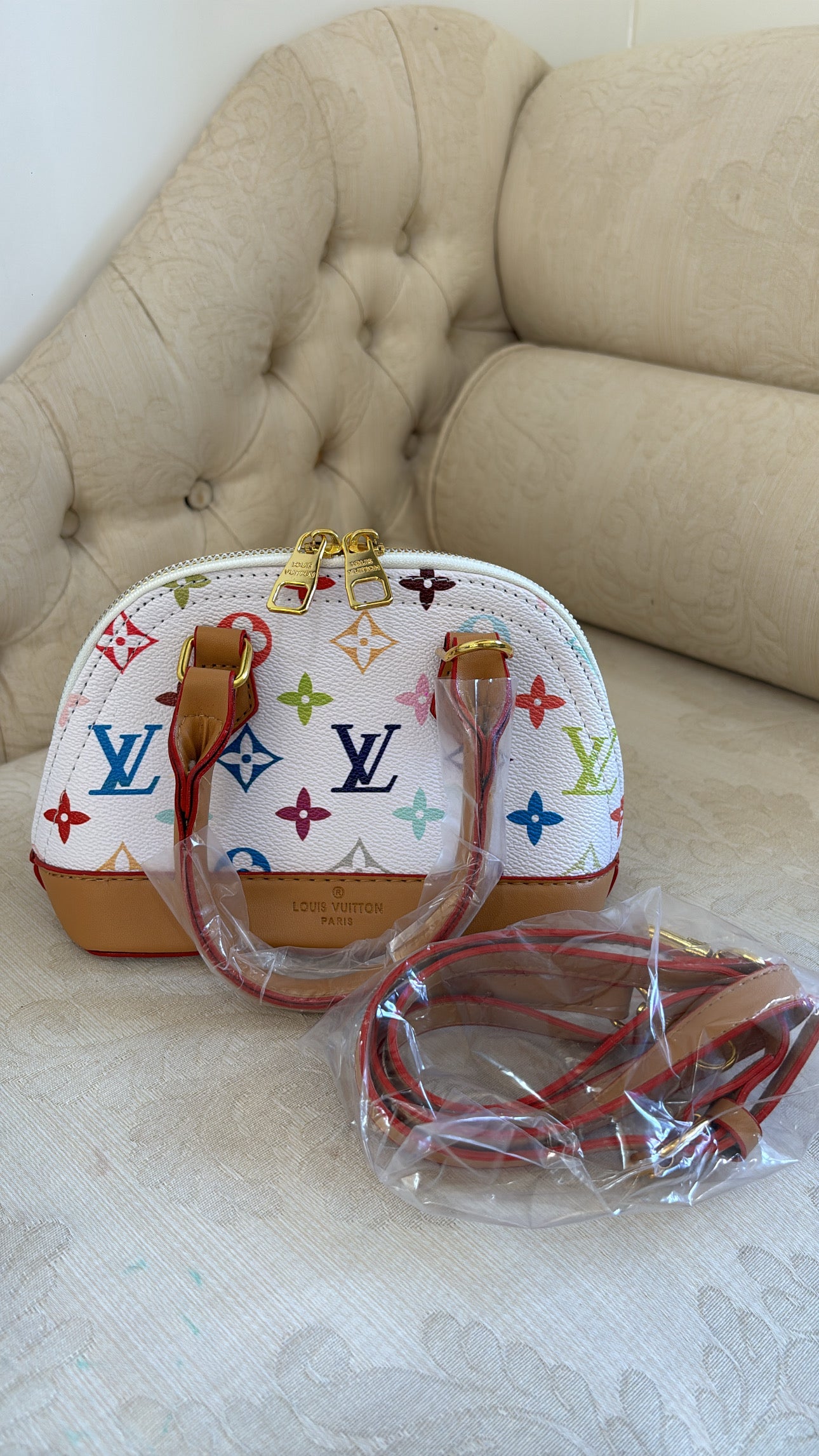 Rainbow mini handbag with long strap -Rg