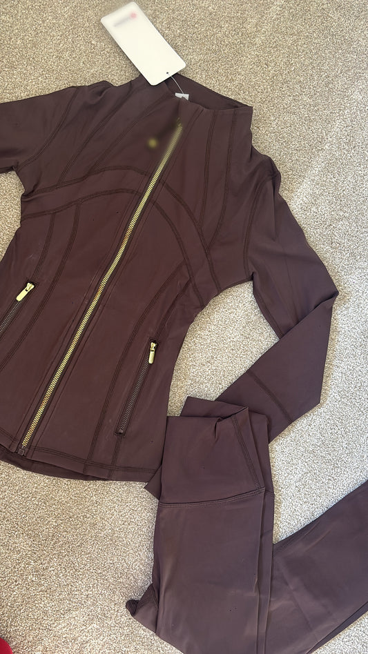 Brown and gold zip gym set size 2