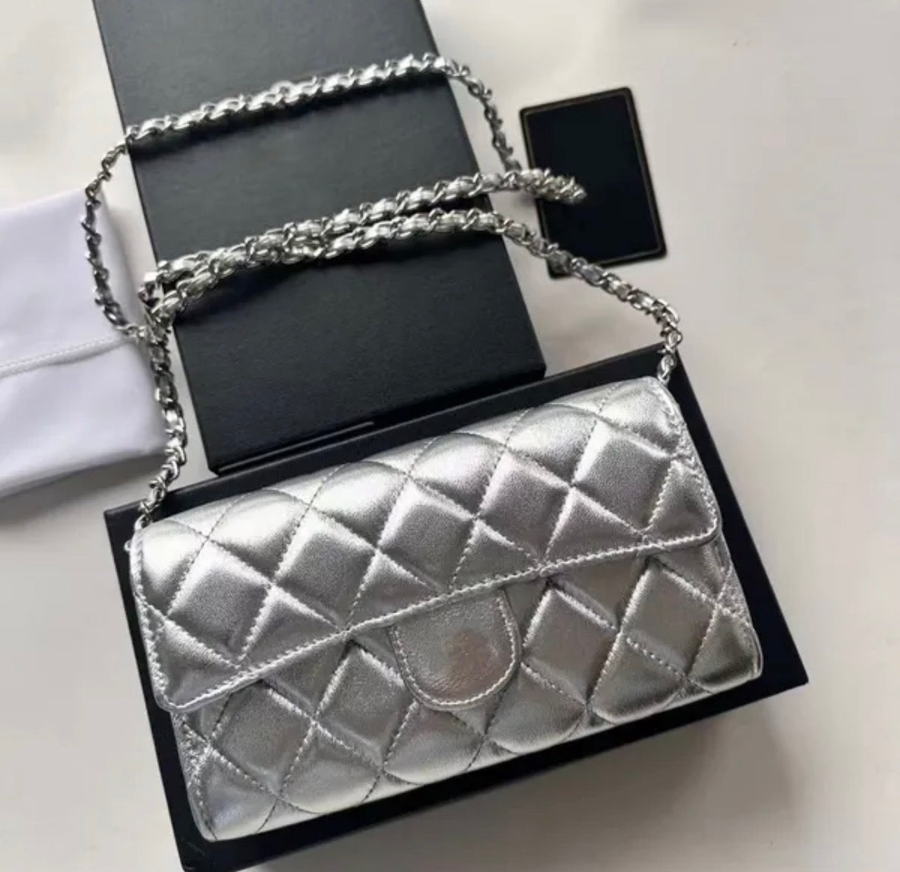 Silver Quilted Bag - AG