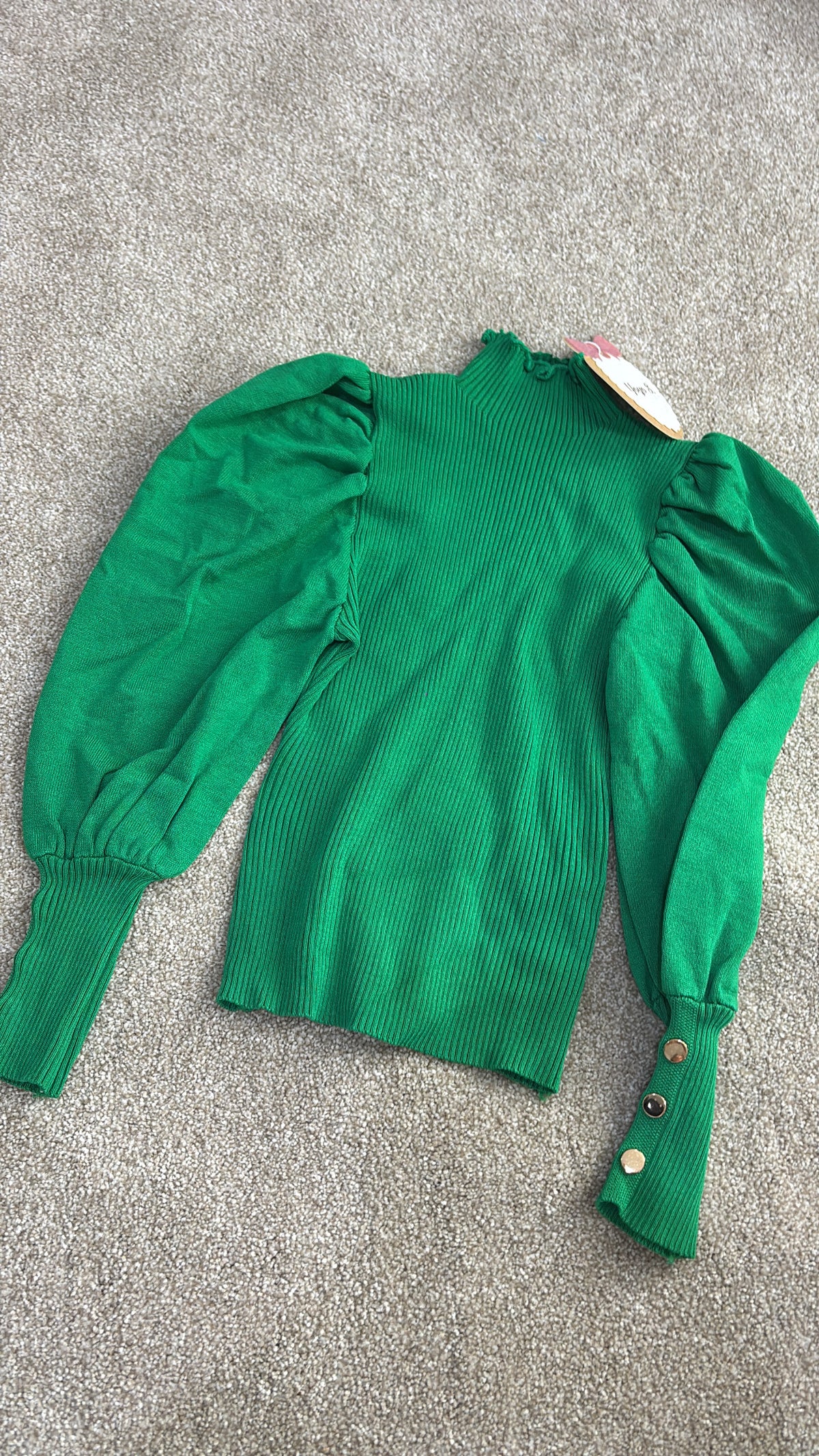 Green kids puffy sleeve top -Rg
